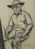 Yve Close, Portrait of Allan Waite A.R.A.S, Charcoal