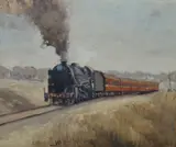 James Wynne, The Fish [Blue Mountains Train], Oil on Board
