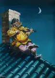 Zoltan Fenyes, The Night Musician (Fiddler), Oil on Board