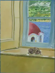 Michael J Winters, Pine Cones & Agios Constantinos, 1984, Mixed Media on Paper