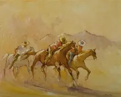Bette Hays, Jackeroos, Oil on Board