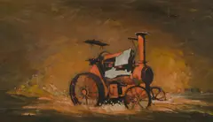 Rex Newell, Old Steam Engine, Mudgee, Oil on Ply