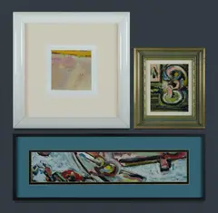 Robert J Burgess, (3), pastel on canvas (25x19.5cm); & 'Golden Plateau,' 1990, oil on linen (21x21cm)