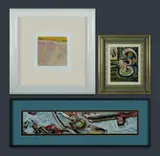 Robert J Burgess, (3), pastel on canvas (25x19.5cm); & 'Golden Plateau,' 1990, oil on linen (21x21cm)