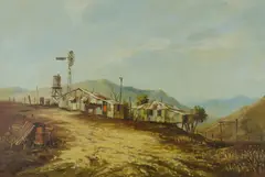 Jim Thomson, Homesteads near Ravenswood, North Queensland, Oil on Canvas Board