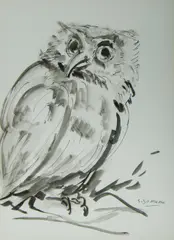 Owl by Salvatore Zofrea, Ink Wash, sold Oct 2020