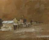 Peter Lawson, Outback Shopping Centre, Oil on Canvas Board