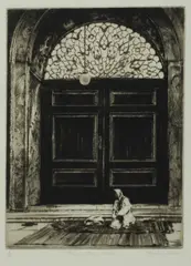 John Barclay Godson, Mosque Door, Cairo, Etching 13/50