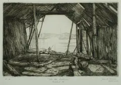 John Barclay Godson, The Old Boathouse, Auckland NZ, Etching 10/?