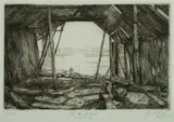 John Barclay Godson, The Old Boathouse, Auckland NZ, Etching 10/?