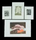 Pat Rowley, 4 Various Prints. 'Bogey,' etching & aquatint 17/25 (25x34cm); 'Oyl,' etching & aqautint 11/20 (22x14.5cm); 'Rookery,' engraving 5/20 (12.5x10cm); & 'Monsterio,' engraving 11/30 (12.5x10cm)