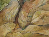 Patrick Carroll, Ancient Shapes - Rock Study, 1981, Acrylic & Oil Crayon on Paper