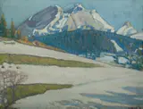 Jean Hellé, Swiss Alps, 1918, Oil on Canvas