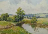 Zdeněk Nemastil, River Landscape, Oil on Board