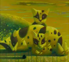 Untitled (Cats) by Alexander Bazarin, 2001, Oil on Canvas, offered Oct 2020