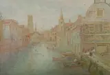 Blythe Fletcher, European Canal Scene, 1930, Gouache