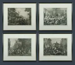 (4) by William Hogarth, In four plates: 'An Election Entertainment;' 'Canvassing for Votes;' 'The Polling;' & 'Chairing the Members.', sold Oct 2020