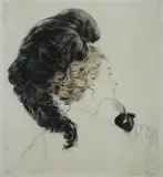 Etienne Adrian Drian, Woman in Profile, Drypoint in Colour 34/125