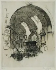 Frank Arthur Nankivell, Funeral Service for the Artist James Whistler, 1903, Etching