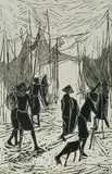 Yong Cheng Wah, Villagers with Nets, Linocut