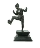 Maung Hpo Hla, Chinlone Player,' cast bronze figure of a young man playing cane ball or chinlone. Unsigned. Cast on Wooden Base (H18cm)