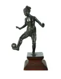Maung Hpo Hla, Chinlone Player,' cast bronze figure of a young man playing cane ball or chinlone. Unsigned. Cast on Wooden Base (H20cm)