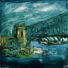 Luna Park by Pro Hart, 1985, Oil on Board, sold Aug 2020