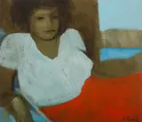 Ray Crooke, Island Girl with Red Skirt, Gouache