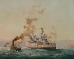 John Charles Allcot, The Passing of the Flagship, 1924, Oil on Canvas
