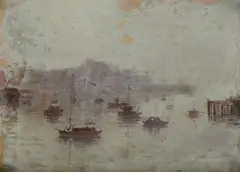 Percy Lindsay, Morning, Sydney Harbour, Oil on Board