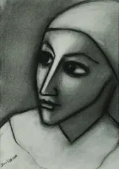 The Clown by Robert Dickerson, Charcoal, sold Aug 2020