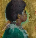 Mary Edwards, Fijian on Gold, Oil & Gilt on Canvas