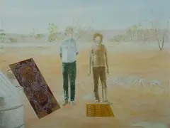 Tim Johnson, Freddie West and George Yapa Yapa, 1982, Acrylic on Linen