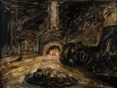 Ken Unsworth, Untitled, Bitumen Based Paint & Mixed Media on Paper