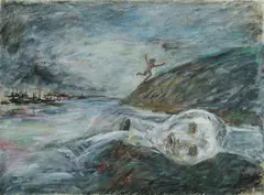 Ken Unsworth, Head and Industry, Mixed Media on Paper