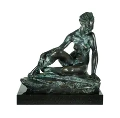 Barbara Tribe, Sea Nymph' (Nymph). Bronze on black marble base, modelled 1933/34, cast 1998 at Crawford's Casting, ed. 1/2. Signed 'Barbara Tribe' (incised on bronze base). Modelled: c1933/34 by Barbara Tribe at ESTC. Exhibited: May 1935 at Women's Industrial Art Society. Cast: 1998 by Crawford Casting (first of two casts). Acquired: 1998 from the sculptor. (H40.5cm W38cm D20cm)