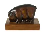 Barbara Tribe, Mother Sow,' 1950. Bronze on wood base, ed. 6/10. Signed 'Babara Tribe 6/10' (incised on inside rear legs). Provenance: Barbara Tribe's Collection 1950-2009. Acquired: 2009 Barbara Tribe Foundation via Bonhams. (H14.5cm W19cm D9.5cm)