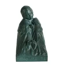 Dora Ohlfsen-Bagge, Angel - Prego Per Te,' c1910. Bronze with green patina, ed. 1/11. Signed 'Dora Ohlfsen 1/11' (at back on base). Acquired: from Davidson Auctions, 2011. (H15cm W9.5cm D15cm)