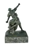 Wallace Anderson, Cobbers,' 1930. Bronze on grey marble base, limited edition. Signed 'Anderson 1930 Cobbers' (on bronze base). Acquired: from Davidson Auctions, 2013. (H23.5cm W14cm D9cm)