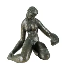 Guy Boyd, Crouching Nude,' c1975. Bronze, ed. 8/12. Signed '8/12 Guy Boyd' (lower left leg). Purchased from Davidson Auctions, 2013 (H31.5cm W30cm D23cm, approx.)