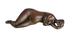 Tom Bass, Reclining Nude,' c1980. Bronze, edition 1 of 8. Signed 'TB 1/8' (lower back). Acquired: from private collector, 2000.(L49cm)