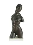 Benjamin Collins, African Beauty,' 1970s. Bronze on white marble base. Signed 'B. Collins' (base). Modelled & cast: 1970s by Ben Collins. Acquired: 1995 from Ben Collins. (H46cm W18cm D15cm)