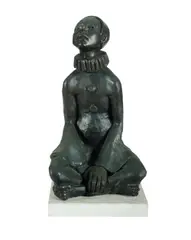 Benjamin Collins, Pierrot,' 1970s. Bronze with white marble base edition 2 of 10, cast: 1970s by Ben Collins. Signed 'B. Collins 2/10' (base). Acquired: 1995 from Ben Collins, 1995. (H41cm W20.5cm D17.5cm)
