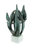 Arthur Fleischmann, Birds in Flight (Fountain).' 1940s bronze on white marble base, (suitable as garden-outdoor sculpture). Signed 'X.' Acquired: 1995 from Lawsons. Bronze (H59cm W38cm D32cm)