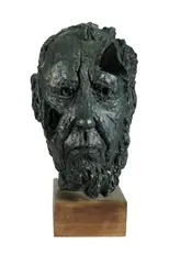 Alexandre Solzhenitsyn,' 1974. Library bronze on wood base, edition 1 of 6. Signed 'Cherina 1/6' (lower right side). Modelled from life in February-March 1974 at Zurich, Switzerland; exhibited 1974 (original gallery price $16,000 AUD); collections: National Library of Australia (since 1977); aquired: 2008 from Bonhams Auctions. (H45cm W22cm D30cm) by Drago Marin Cherina, sold Aug 2020