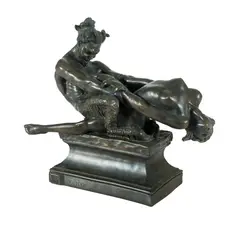 George Raynor Hoff, Faun and Nymph,'1924. Bonded bronze powder & polymer resin, cast 1997-1998 by Art Gallery of NSW. Signed '1924 G Rayner Hoff' (incised below faun's left thigh), 'AGNSW 39/100' (lower left front of base). Acquired: 2000 from private collector. (H26.5cm W28.6cm D14cm)