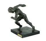 Ross M Williams, The Discus Thrower.' Bronze on rectangular black marble base, ed. 2/9. Signed 'Ross M Williams' (on brass plaque). Aquired: 1990 from the sculptor. Documentation supplied. (H21cm W15cm D20cm)