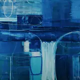 George Raftopoulos, Untitled (Blue Abstract), Oil on Canvas