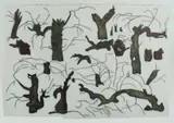 G W Bot, Paddock glyphs - sacrificial landscape, 2008, W/Clr & Graphite on Colombe Paper