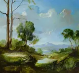 Carl Stringfellow, Spring Landscape, Oil on Board